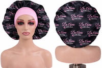 PINK & BLACK SATIN BONNET WITH LOGO