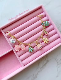 Image 2 of Gold Plated Pastel Christmas Charm Bracelet 