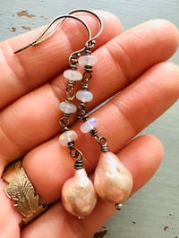 Image 3 of baroque pearl and opal earrings