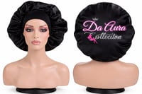 BLACK SATIN BONNET WITH LOGO