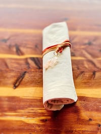 Image 20 of Handmade Canvas Brush Holder Woodland Mushroom Print With Pink Lemurian Crystals