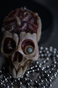 Image 9 of Brain Worms Skull pendant, stainless chain , glow in the dark eye, OOAK one of a kind