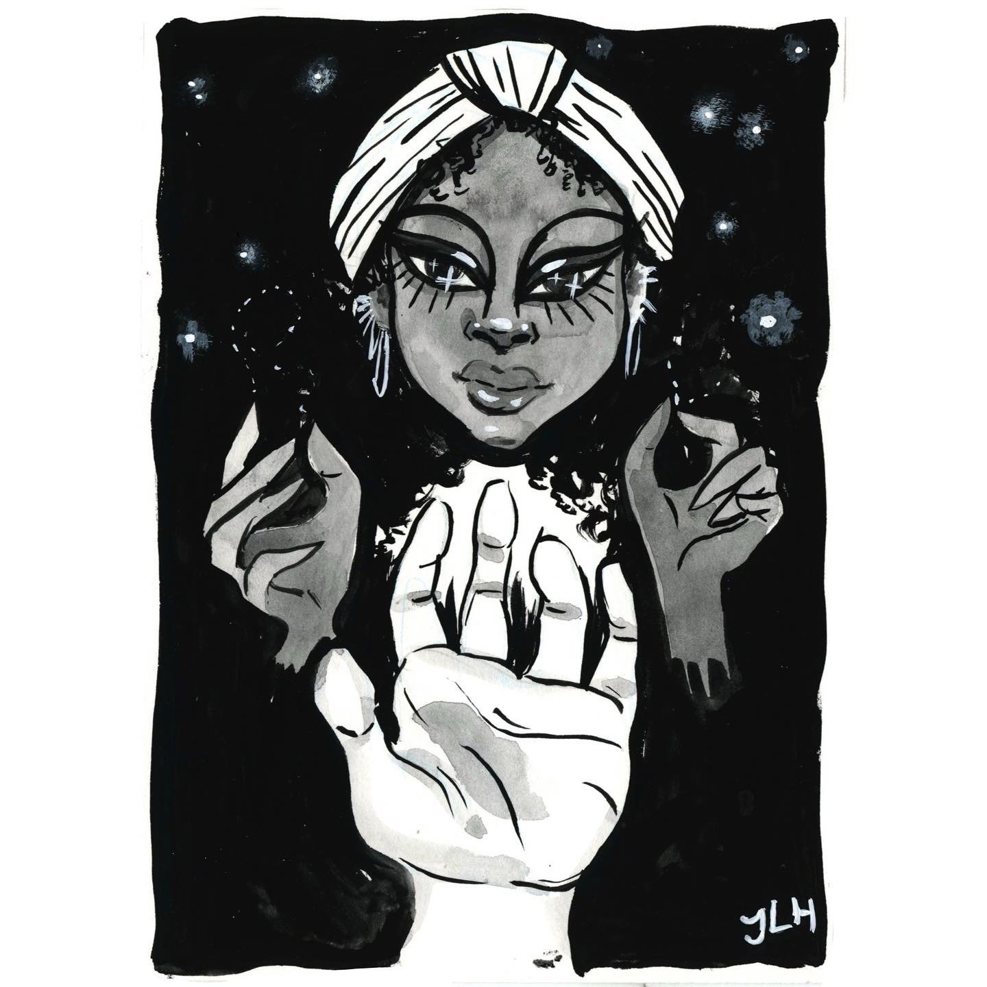 Palm Reading Original Ink Painting