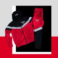Image 1 of 3 Tone Sweat-Suit (Red, Gray, Black)