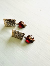 Image 8 of red garnet post earrings