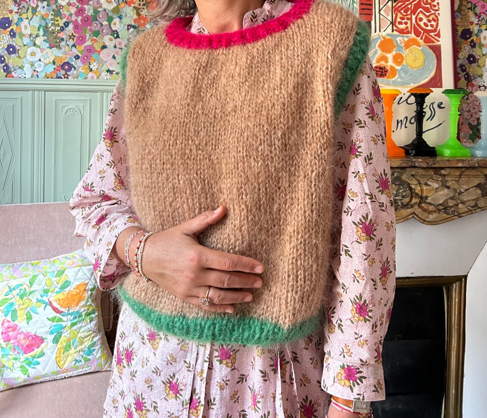 Image of Pull en mohair tricoté à la main 