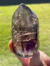 Image 4 of Smoky Amethyst Point With Siver & Red Rutile Inclusions #1972