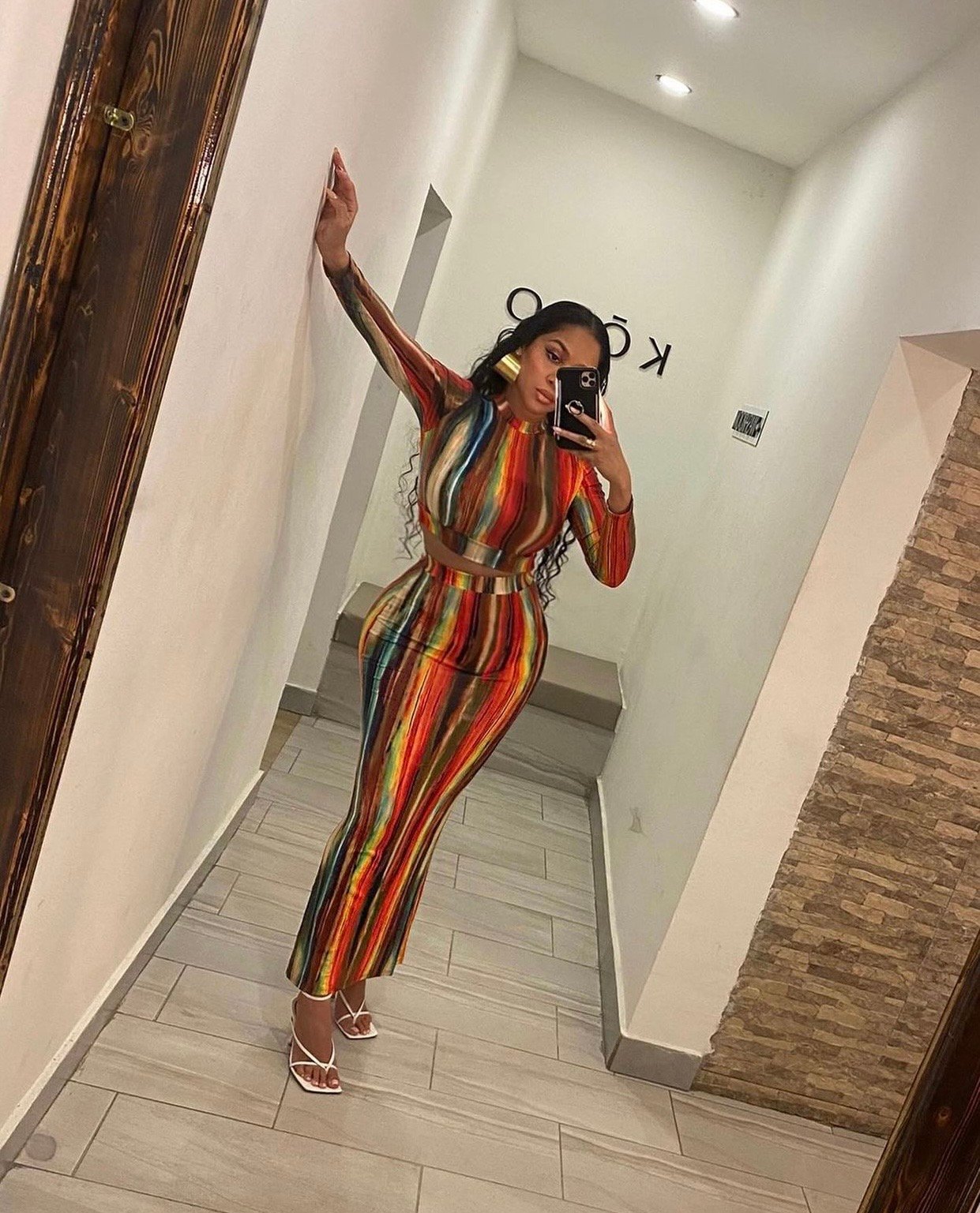 Image of TIE-DYE STRIPE PRINTED 2-PIECE SET (MEDIUM)