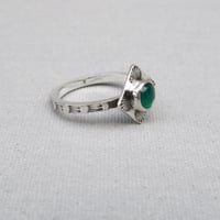 Image 8 of Handmade Sterling Silver Green Onyx Stamped Dainty Ring