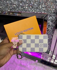 White LV Card Holder Keychain