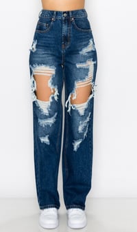 Image 1 of  WIDE LEG ELASTIC WAIST JEAN
