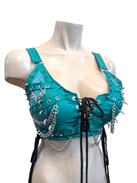 Image 4 of Green chain and eyelet bralette 