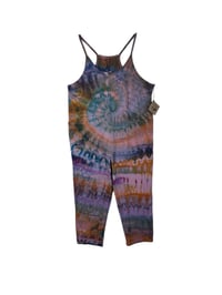 Image 2 of S/M Cotton Blend Knit Pocket Jumpsuit in Muted Spiral Ice Dye