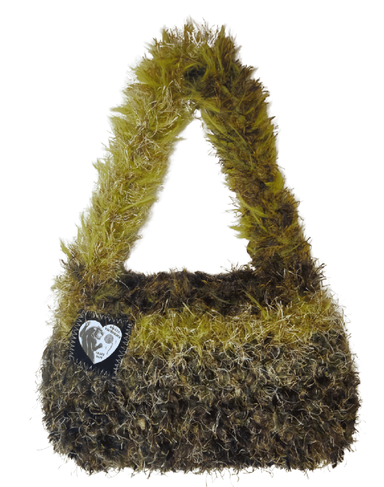 Image of Ghillie 8 - Earth tone fluffy over the shoulder handbag made from new and recycled materials