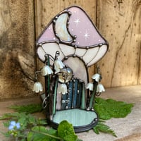 Image 4 of Mauve Floral Mushroom Cottage Candle Holder 