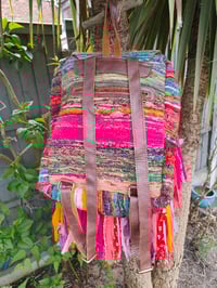 Image 7 of 2 Frill sari Bohemian Back Pack with adjustable leather strap