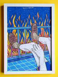 Image 1 of 'BURN' original illustration (A4, frame incl.)