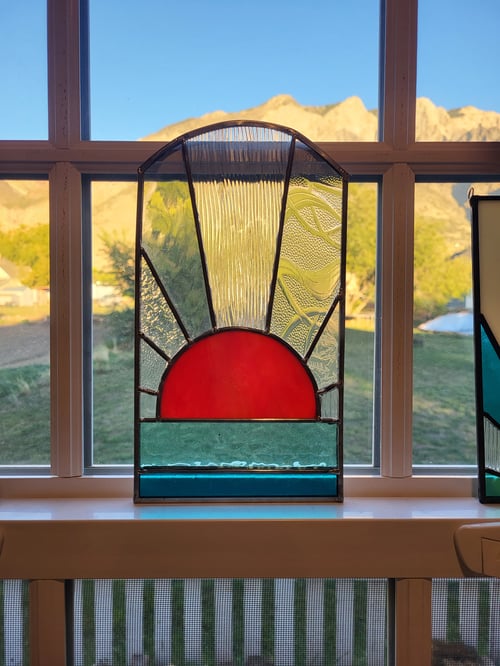 Image of Rounded Sunset- stained glass