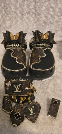 Image 4 of Black & Classic Brown Crocs w/ Bracelet Stack