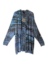 Image 2 of 3X PLUS Jersey Knit Open Cardigan in Muted Blue Stone Geode Ice Dye
