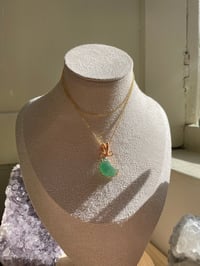 Image 4 of Gold Green  Strawberry Quartz Moon Crystal Necklace