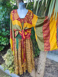 Image 2 of Kimono and cami set -yellow green red