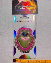 Image 4 of Hand Polished Green Heart Beaded Popsocket