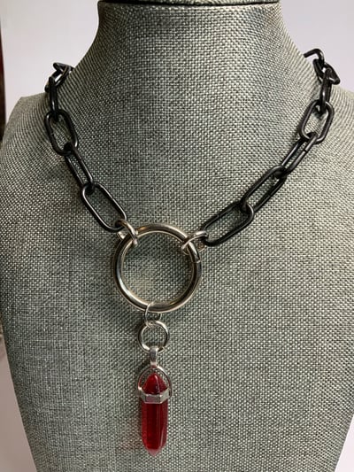 Image of Red Crystal Point O-Ring Necklace