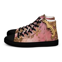 Image 4 of Pastel Pink Tattered Texture Gold Goth Lolita Baroque Inspired Women’s high top canvas shoes