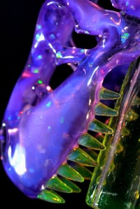 Image 2 of Chunky opal royal jelly Trex skull pendant with uv teeth & joint tip