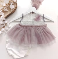 Image 2 of Sitter girls set April | size 9-12 months | dusty purple | white