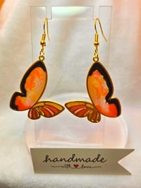 Image 1 of Handcrafted Resin Monarch Butterfly Inspired Earrings 
