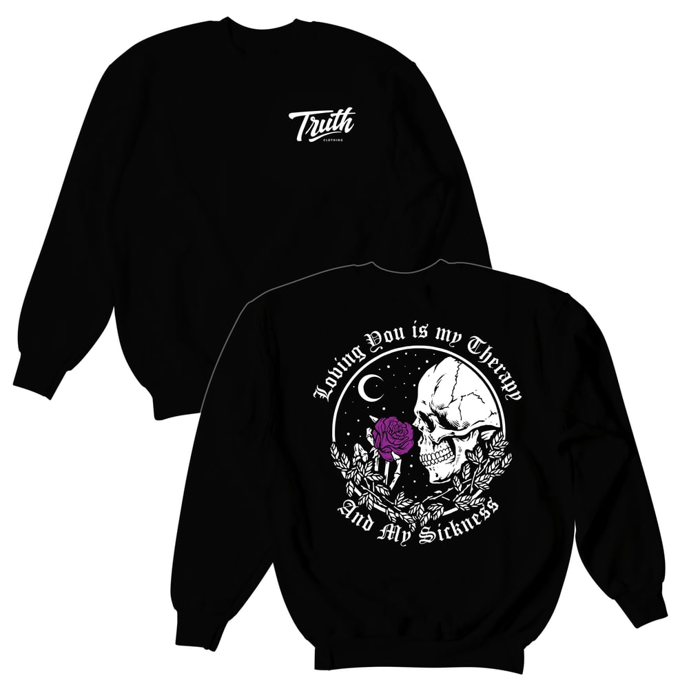 "My Sickness" Crewneck | Black/White/Purple