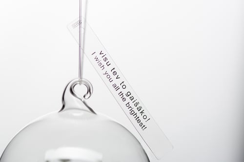 Image of VERBA 7cm Christmas ball with white inscription in Latin