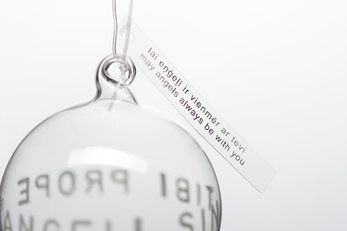 Image of "May angels..." 7cm Christmas tree ball with white inscription