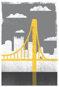 Image 5 of Large Pittsburgh City of Bridges Silkscreen Diptych Art Print Set