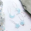 Frost Blue Moon / Star Hoop Earrings