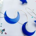 Midnight Blue Moon / Star Hoop Earrings