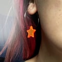 Neon Orange Moon / Star Hoop Earrings