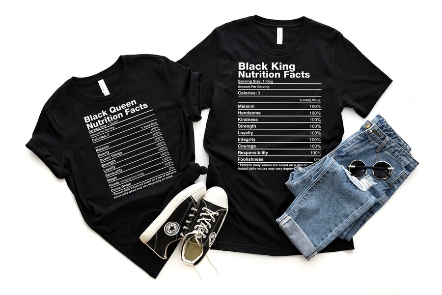 Image of Black King/Black Queen Nutritional Fax Tee Shirt (Black)