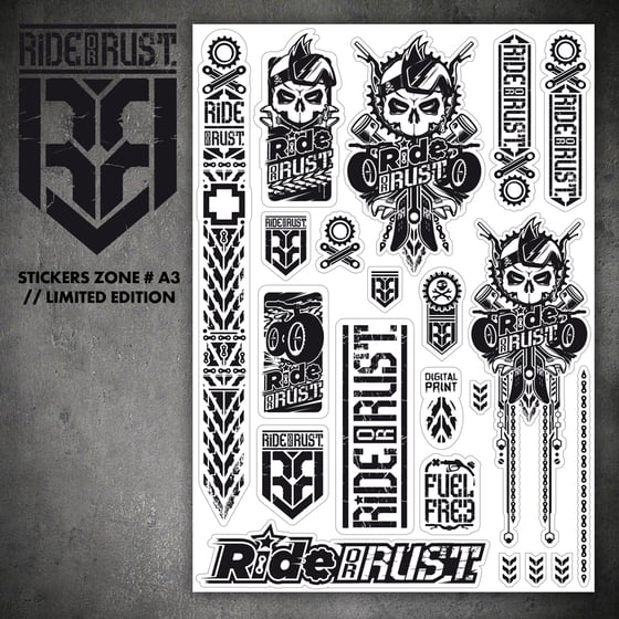Image of RIDE OR RUST STICKERS BOARD