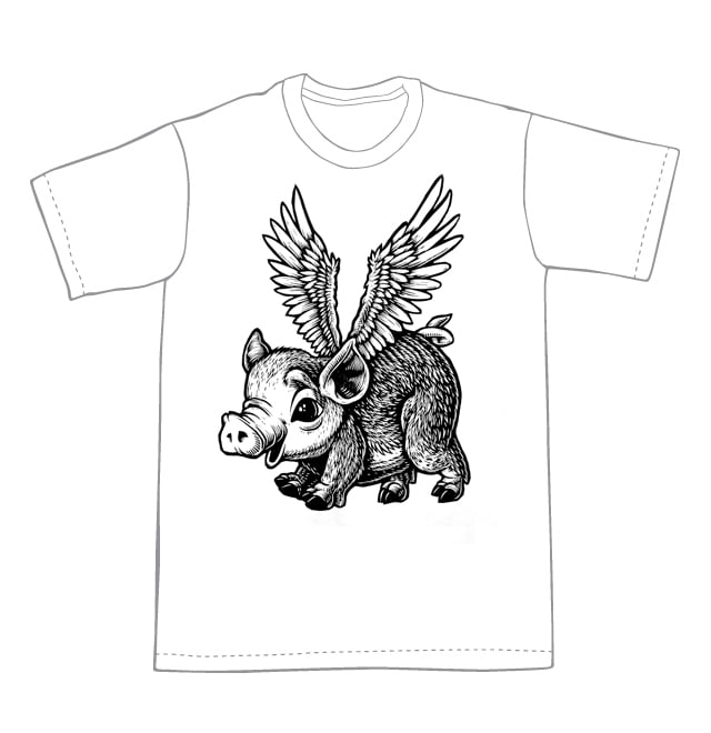 No time like the present Flying Pig T-shirt (B3) **FREE SHIPPING**