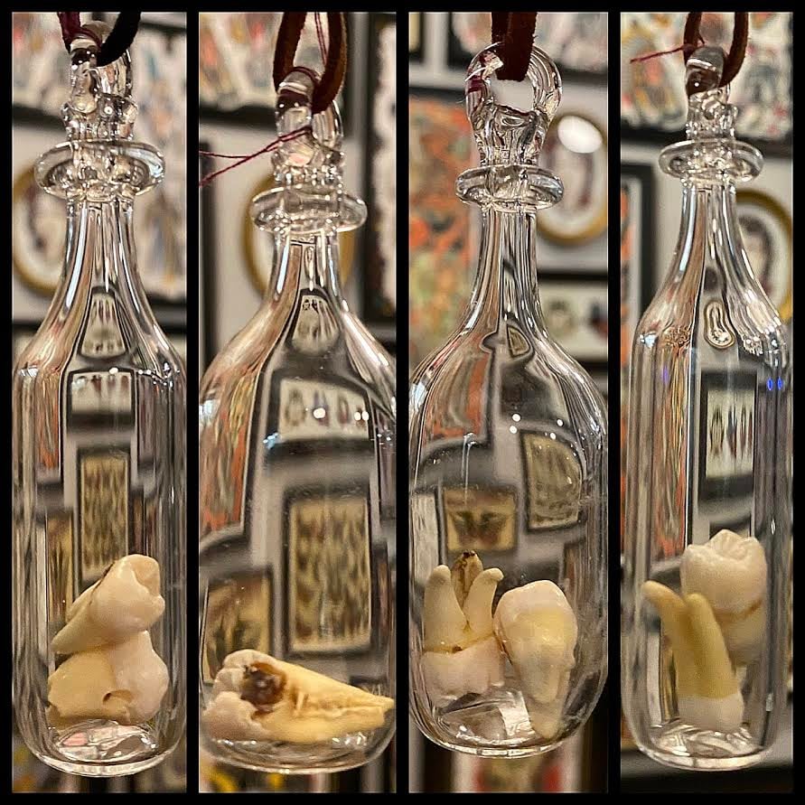 Image of Hand Blown Glass Pendants Containing REAL Human Teeth PT 2/8
