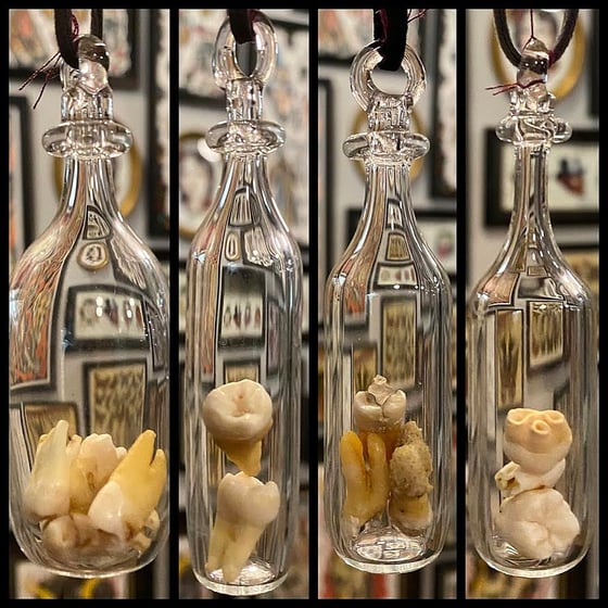Image of Hand Blown Glass Pendants Containing REAL Human Teeth PT 3/8