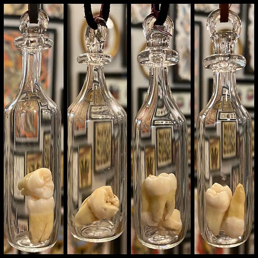 Image of Hand Blown Glass Pendants Containing REAL Human Teeth PT 4/8