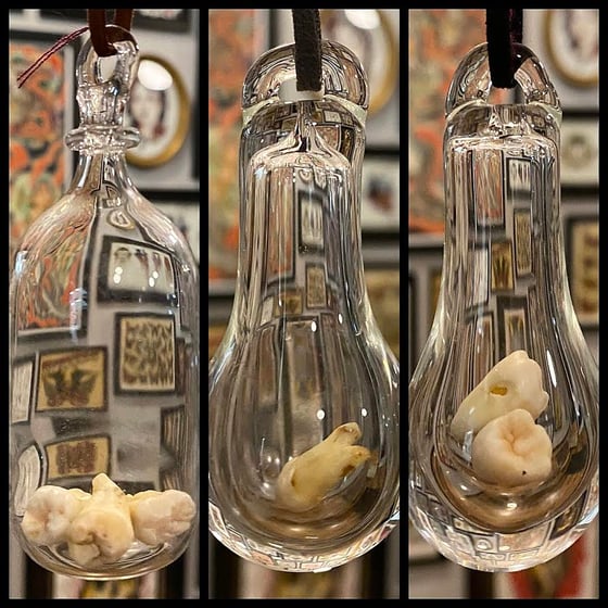 Image of Hand Blown Glass Pendants Containing REAL Human Teeth PT 5/8