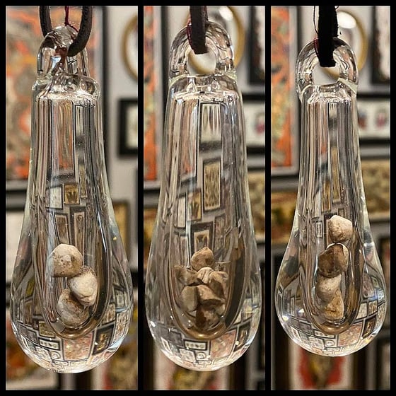 Image of Hand Blown Glass (Teardrop) Pendants Containing REAL Human Gallstones PT 7/8