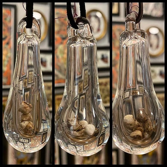 Image of Hand Blown Glass (Teardrop) Pendants Containing REAL Human Gallstones PT 8/8