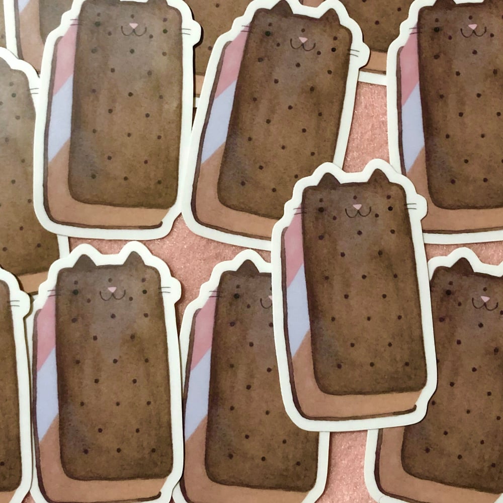 Image of neapolitan ice cream sandwich cat sticker *LAST ONE*