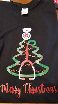 Image 2 of Stethoscope Christmas Tree Shirt